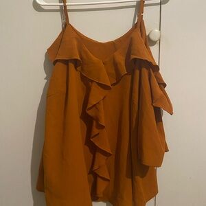 Ruffled Orange Sleeveless Top